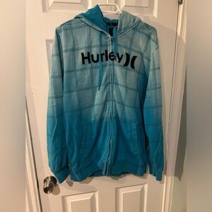 Hurley two toned baggy hooded zipper front sweatshirt distressed